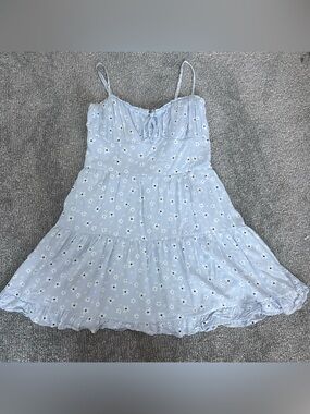 Hollister Pale Blue Daisy Tiered Sundress- size Large